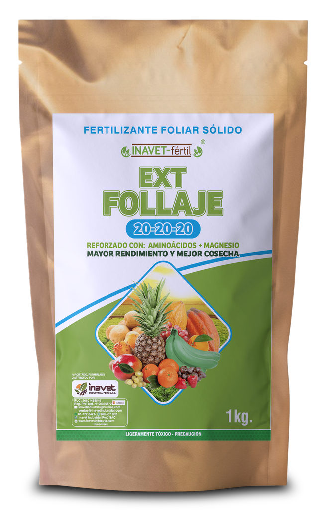 INAVET FERTIL - EXT FOLLAJE 20-20-20 - 1KG