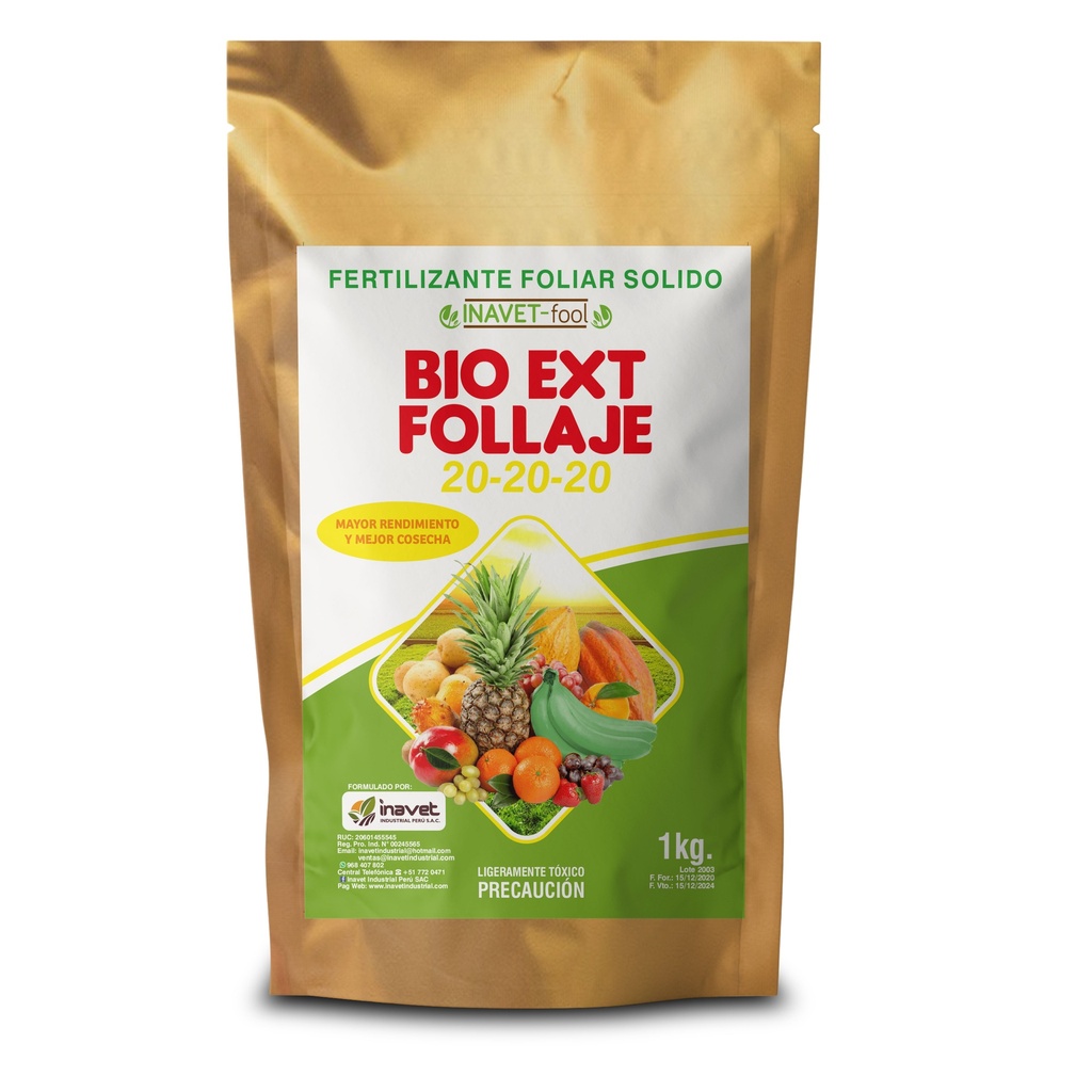 INAVET FERTIL - EXT FOLLAJE 20-20-20 - 1KG (historial 2020- jun 2024)