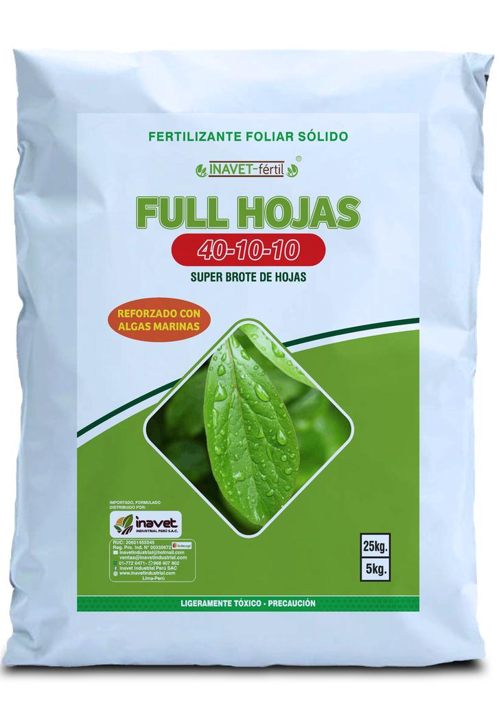 INAVET FERTIL - FULL HOJAS 40-10-10 - 5KG